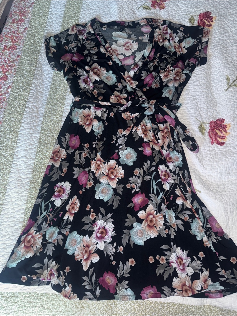 Torrid Black Floral Wrap Dress